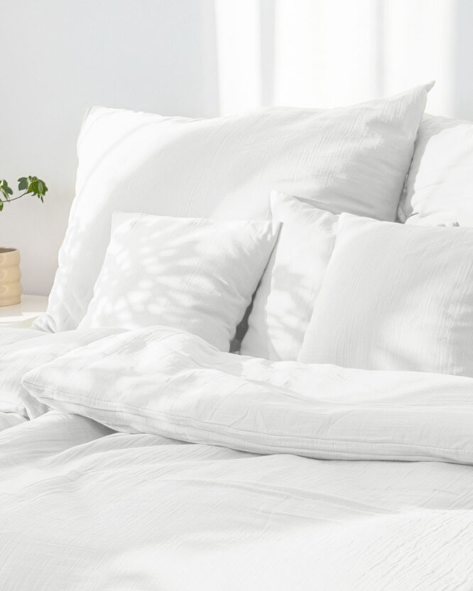 Mousseline beddengoed - wit
