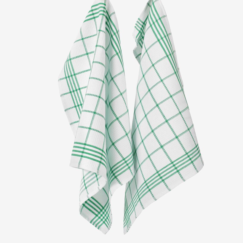Keuken wafeldoek theedoek - Groene streepjes