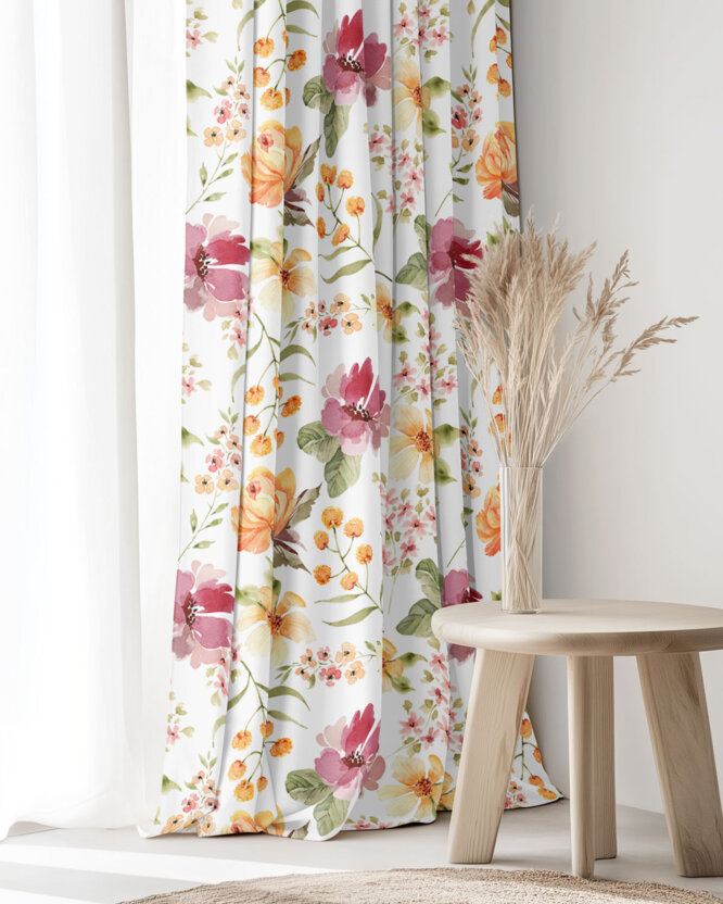 Decoratief gordijn Luca - Hibiscusbloemen